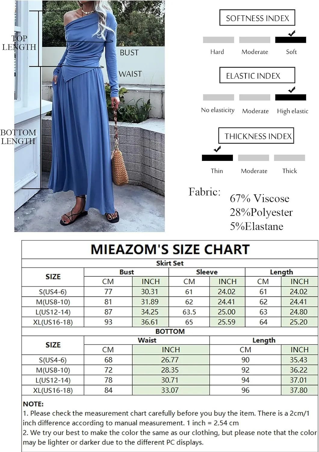 2 Piece Skirt Set for Women Ruched Long Sleeve Off Shoulder Tops Knit Maxi Skirts 2024 Fall Matching Sets with Pocket