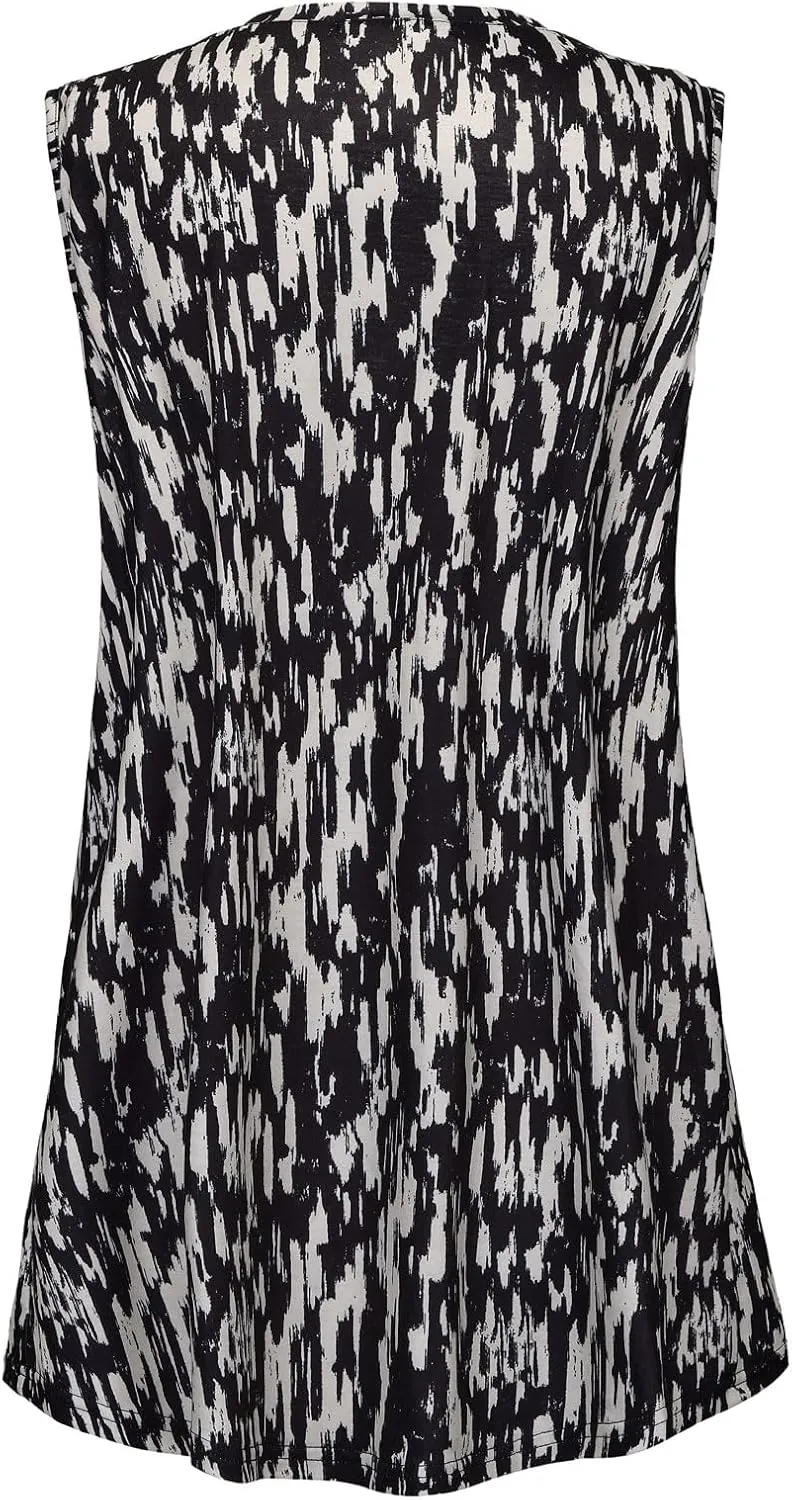 7th Element Plus Size Tank Tops for Women 2025 Loose Fit V Neck Summer Pleated Sleeveless Flowy Dressy Shirt Camisoles Tunic