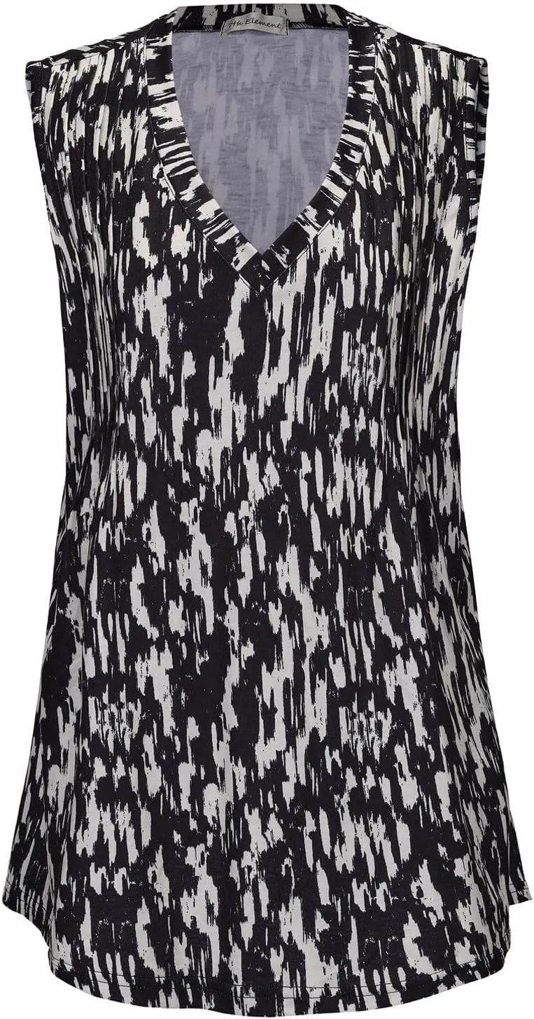 7th Element Plus Size Tank Tops for Women 2025 Loose Fit V Neck Summer Pleated Sleeveless Flowy Dressy Shirt Camisoles Tunic