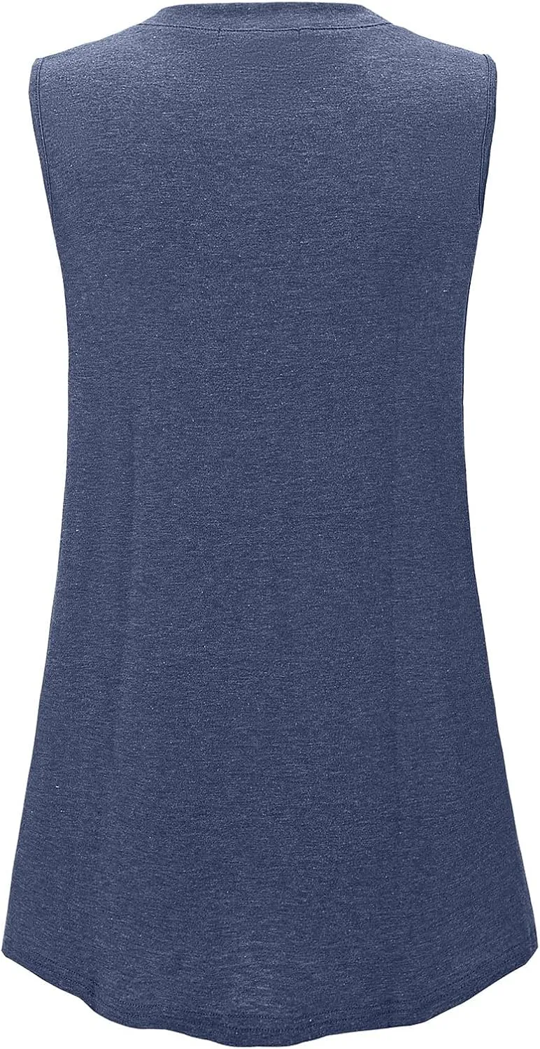 7th Element Plus Size Tank Tops for Women 2025 Loose Fit V Neck Summer Pleated Sleeveless Flowy Dressy Shirt Camisoles Tunic