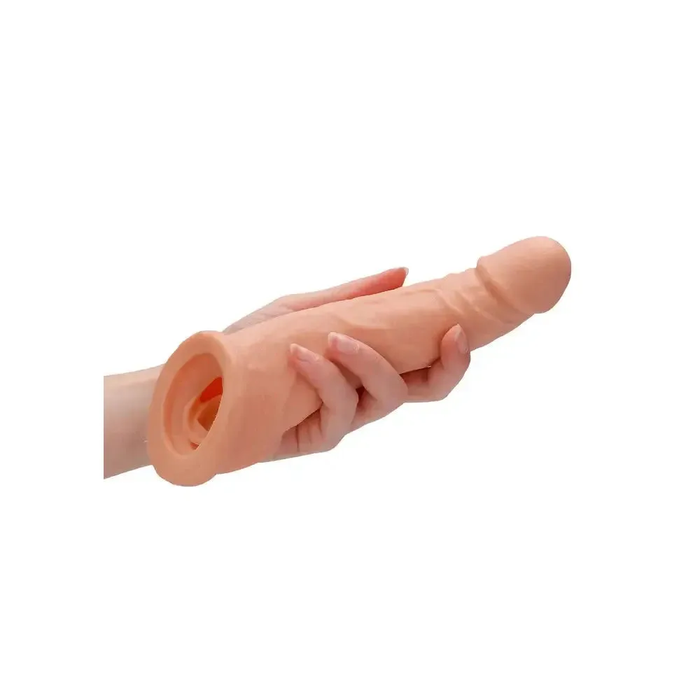 8-inch Shots Toys Flesh Pink Penis Sleeve with Vein Details for Him