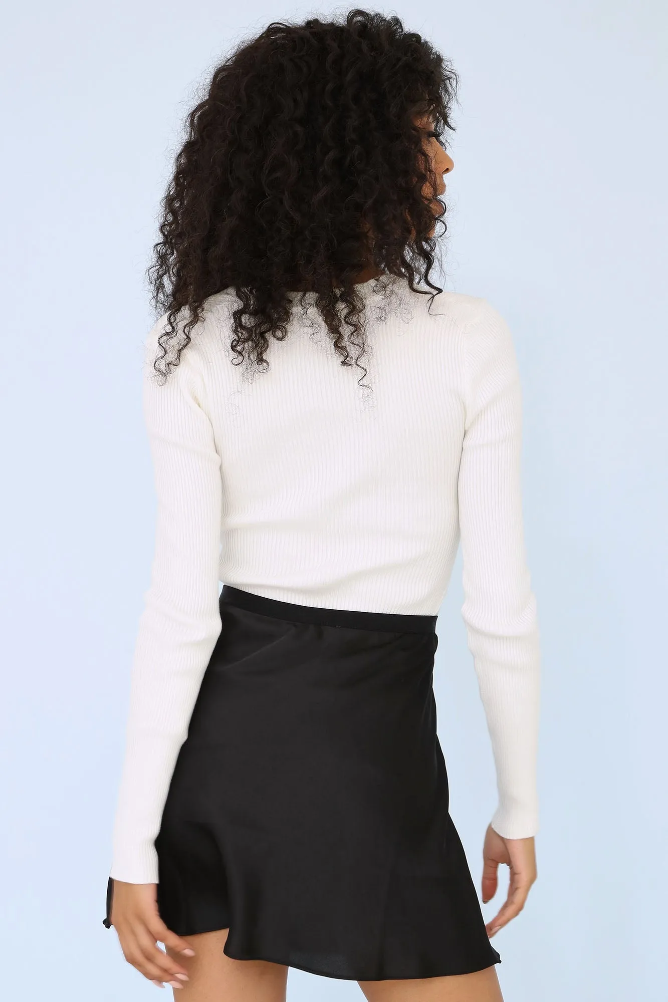 Abby Knit Long Sleeve Top - White