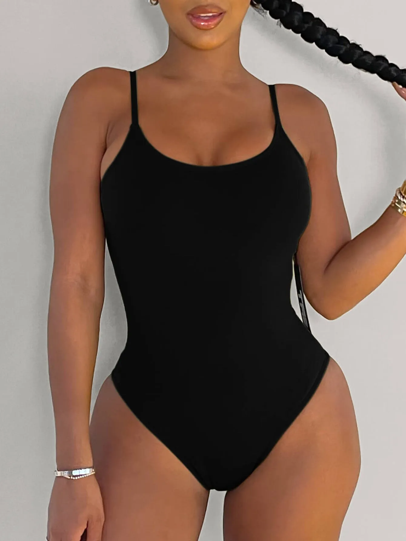 Adjustable Shoulder Strap Tie-Back Bodysuit