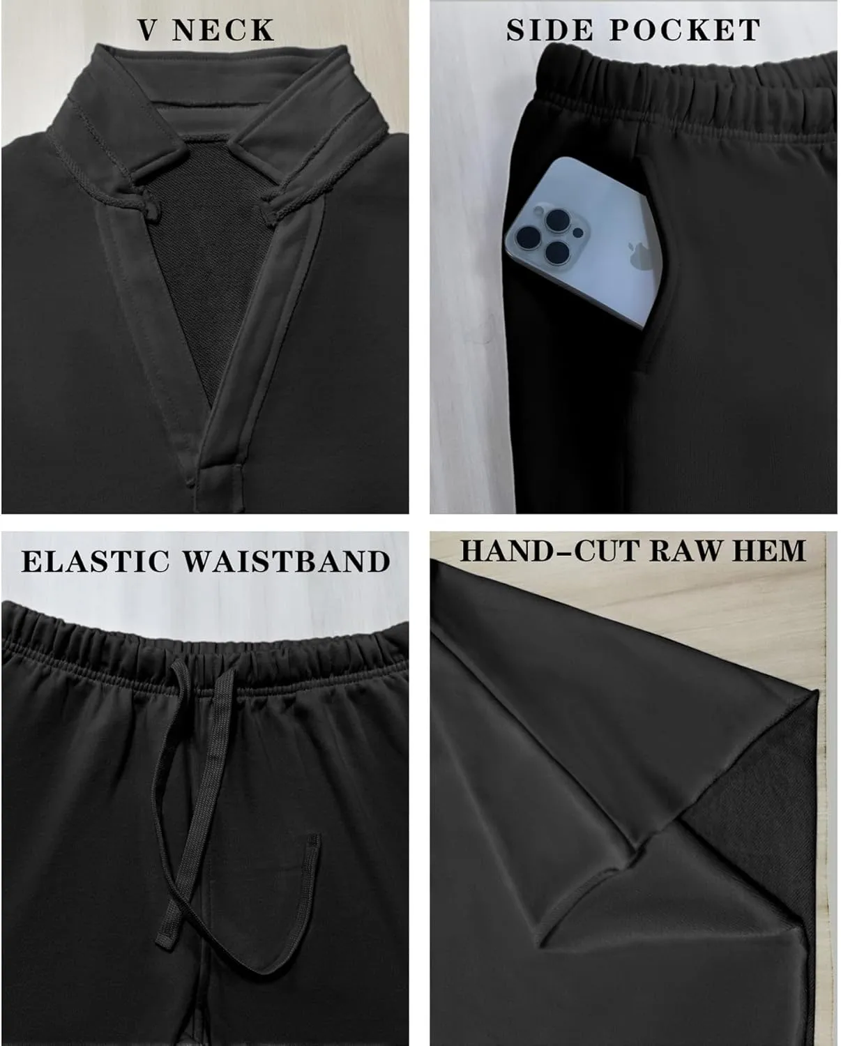 Ainangua Casual 2 Piece Sets for Women V Neck Long Sleeve Tops Wide Leg Pants Workout Outfits Fashion Carmel Travel Set