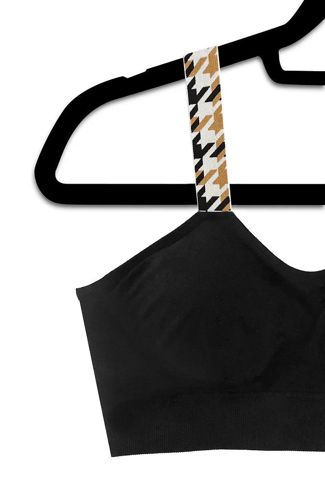 BAILEY BLACK BRA WITH HOUNDSTOOTH STRAPS - STRAP-ITS