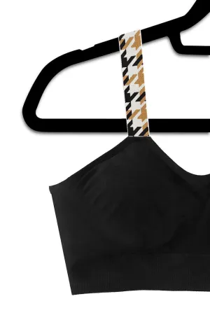 BAILEY BLACK BRA WITH HOUNDSTOOTH STRAPS - STRAP-ITS