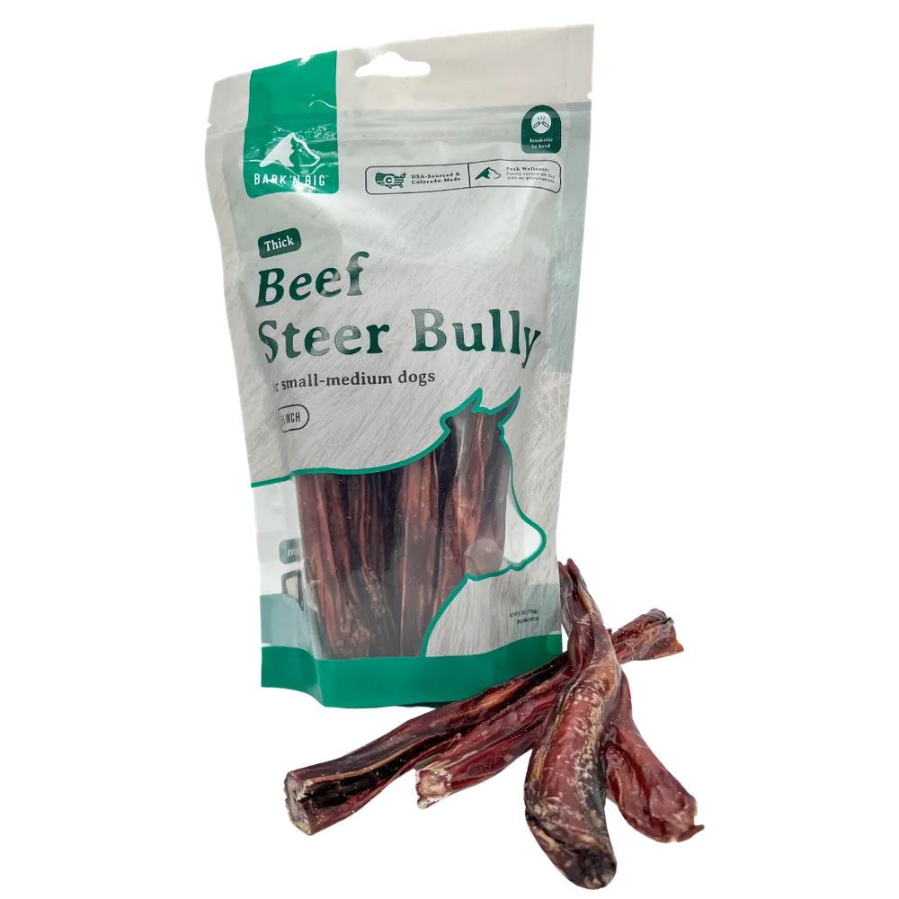 BarkNBig USA Thick Beef Steer Bully Dog Treat,  5-6" 12ct
