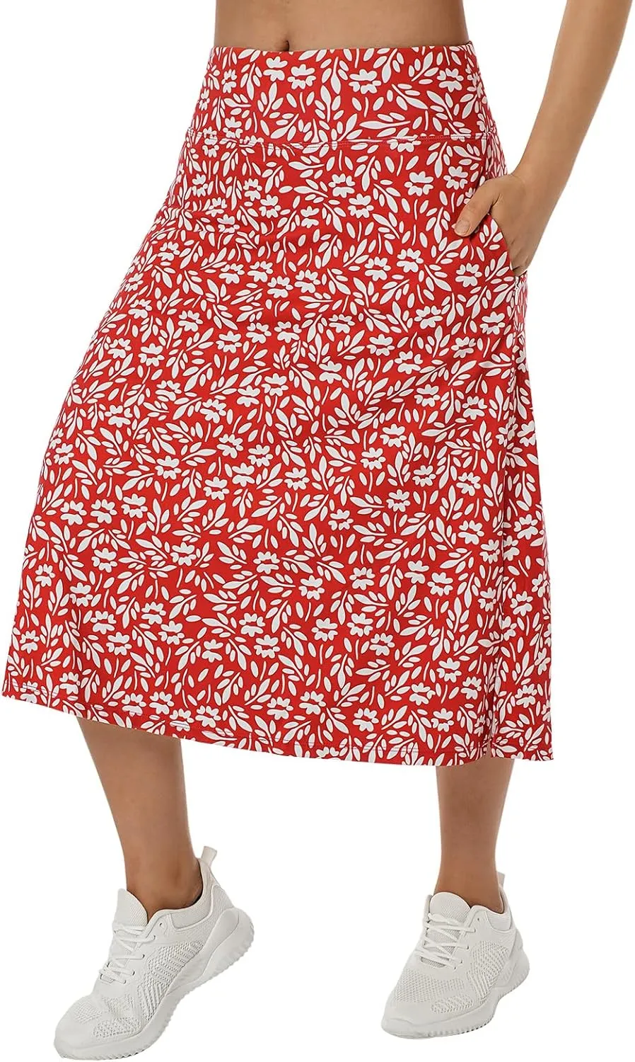 beroy Women 28" Long Skorts for Woman with 2 Pockets Modest Skirt with Shorts Underneath High Waisted Long Skorts