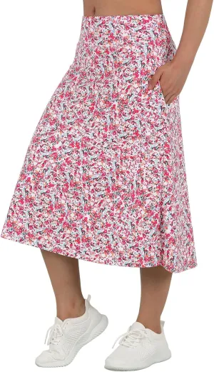 beroy Women 28" Long Skorts for Woman with 2 Pockets Modest Skirt with Shorts Underneath High Waisted Long Skorts