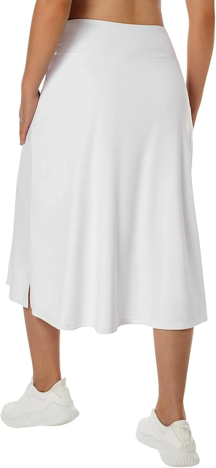 beroy Women 28" Long Skorts for Woman with 2 Pockets Modest Skirt with Shorts Underneath High Waisted Long Skorts
