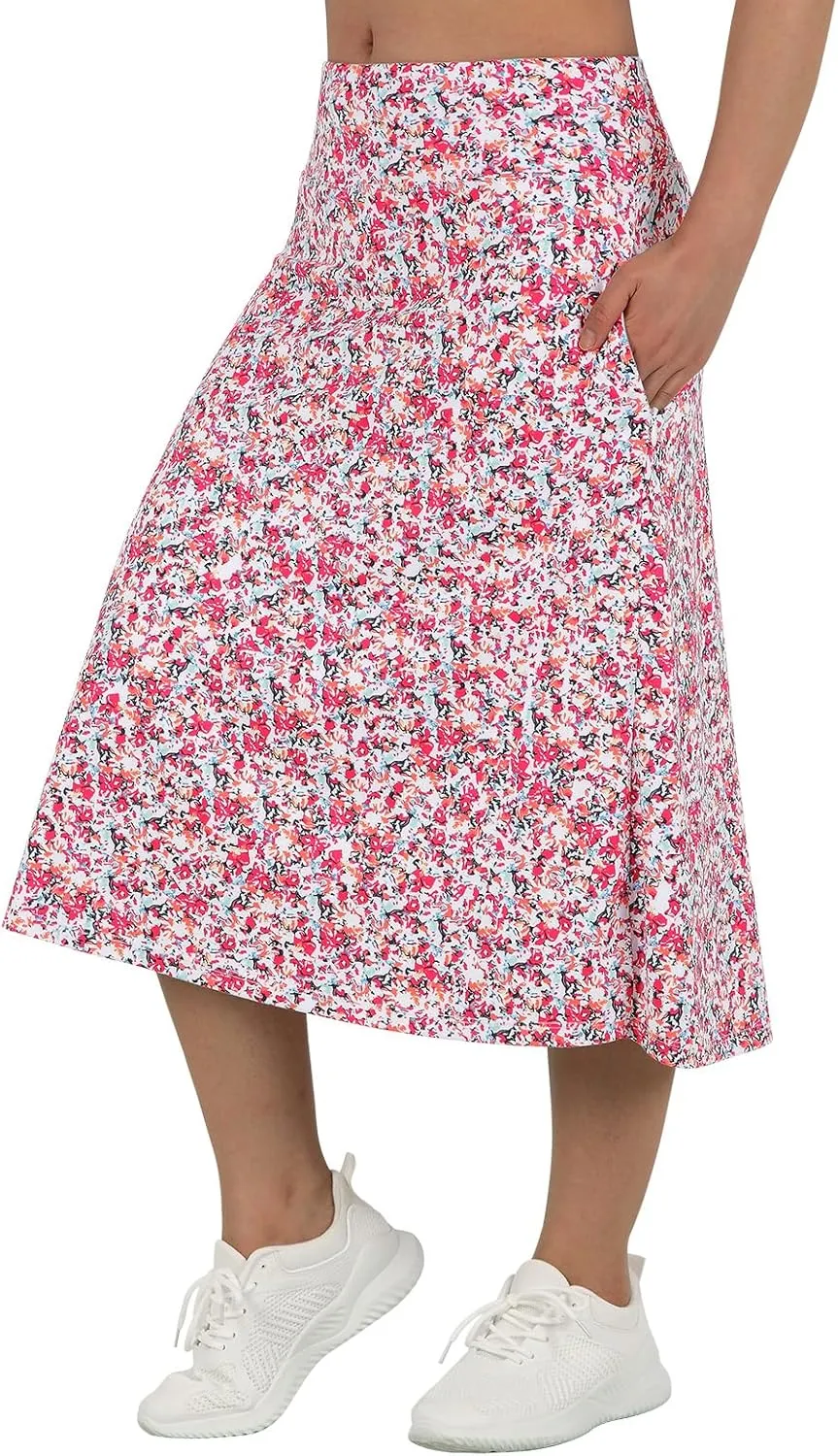 beroy Women 28" Long Skorts for Woman with 2 Pockets Modest Skirt with Shorts Underneath High Waisted Long Skorts