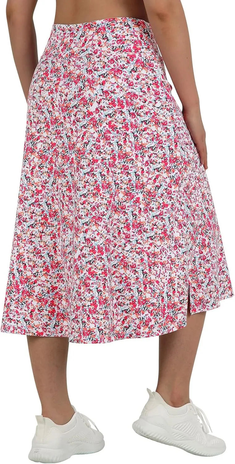 beroy Women 28" Long Skorts for Woman with 2 Pockets Modest Skirt with Shorts Underneath High Waisted Long Skorts