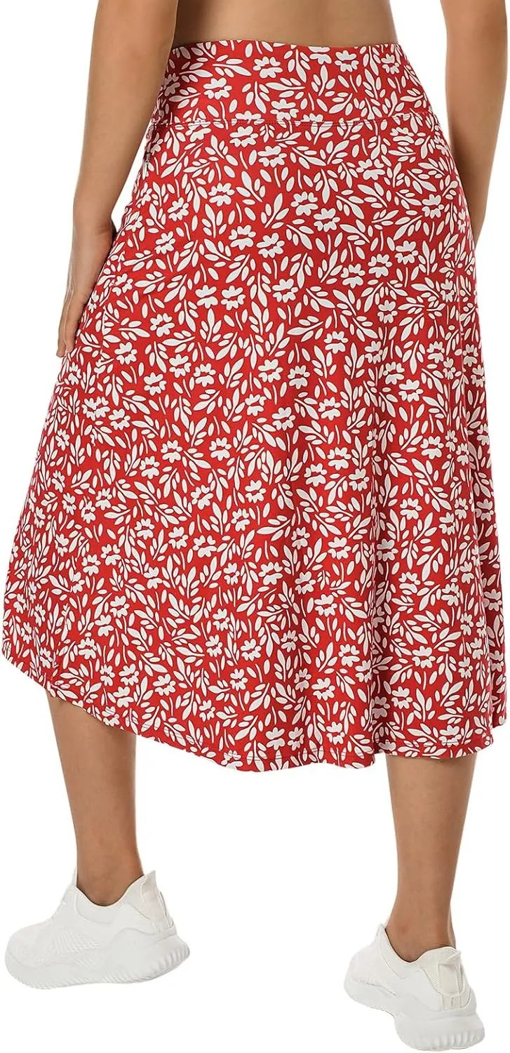 beroy Women 28" Long Skorts for Woman with 2 Pockets Modest Skirt with Shorts Underneath High Waisted Long Skorts