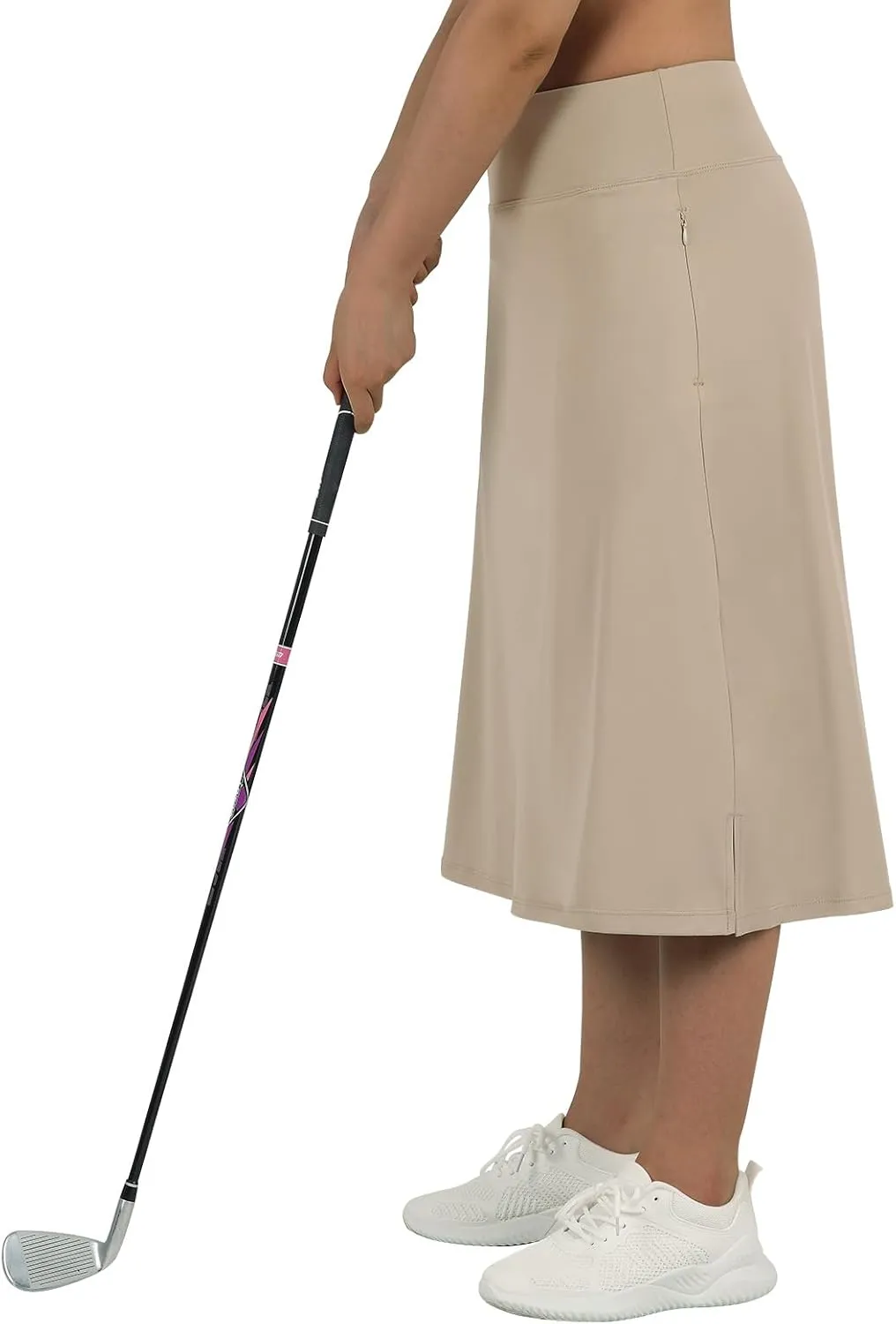 beroy Women 28" Long Skorts for Woman with 2 Pockets Modest Skirt with Shorts Underneath High Waisted Long Skorts