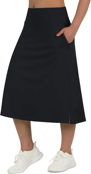 beroy Women 28" Long Skorts for Woman with 2 Pockets Modest Skirt with Shorts Underneath High Waisted Long Skorts