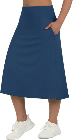 beroy Women 28" Long Skorts for Woman with 2 Pockets Modest Skirt with Shorts Underneath High Waisted Long Skorts
