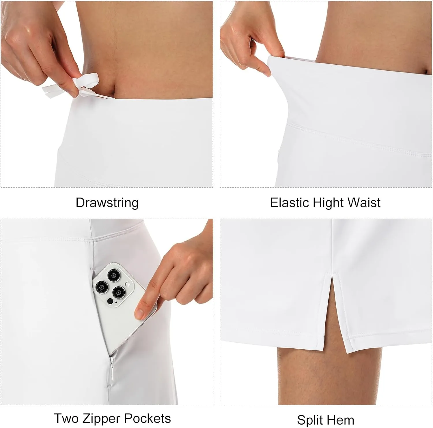 beroy Women 28" Long Skorts for Woman with 2 Pockets Modest Skirt with Shorts Underneath High Waisted Long Skorts