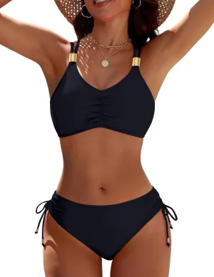 Blooming Jelly Womens Bikini Sets Double Staps Two Piece Swimsuit Metal Bathing Suit 2025