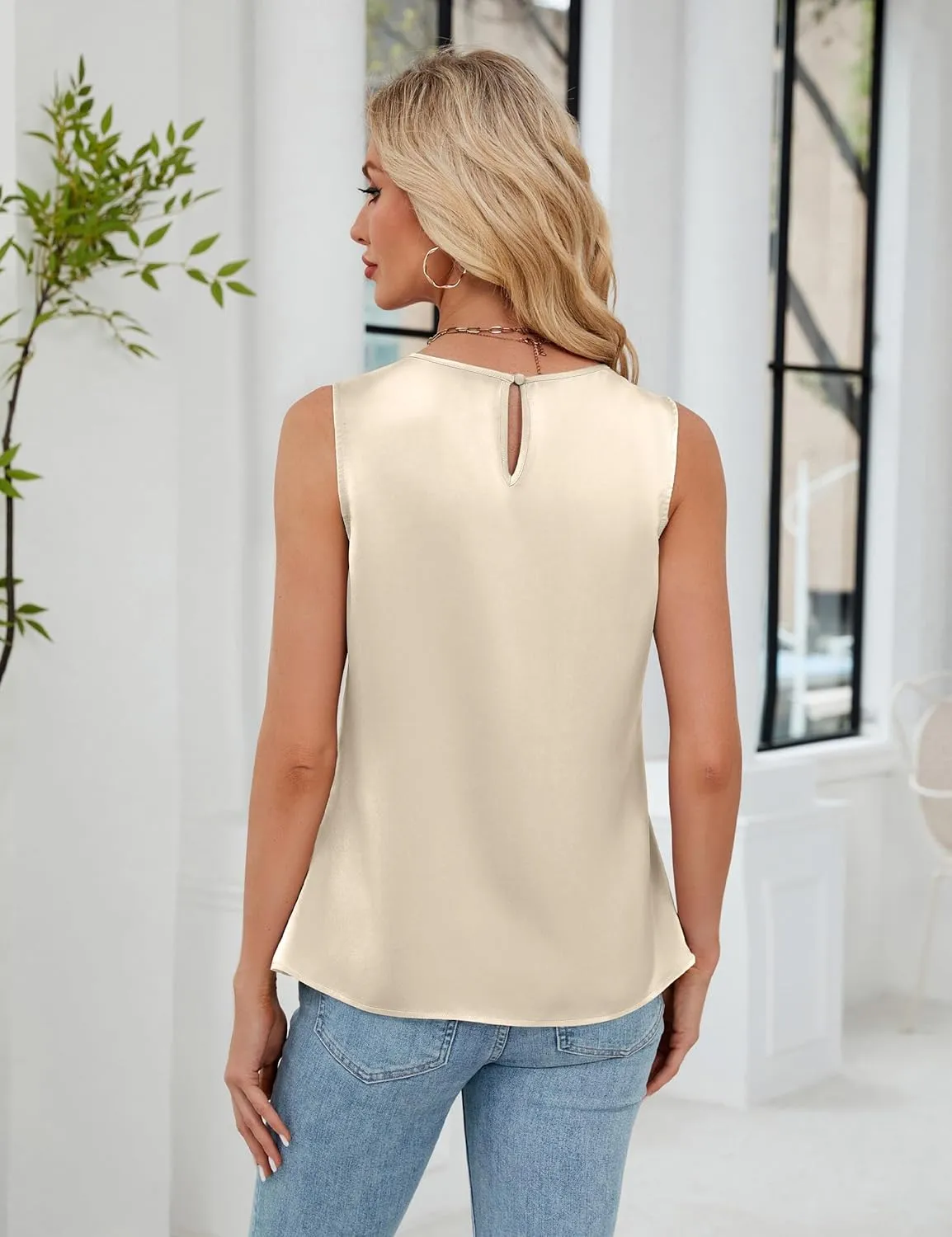 BMJL Women's Silk Satin Tank Top Summer Business Casual Outfit 2025 Sleeveless Work Dressy Shirt