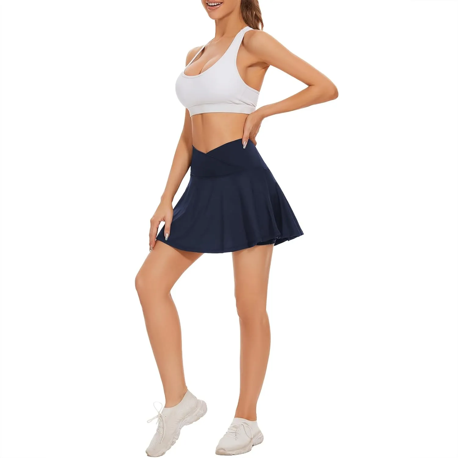 bpbtti Women's 1 or 2 Pack Crossover Tennis Skirt with Pockets High Waisted Pleated Golf Skorts Built-in Shorts for 2025
