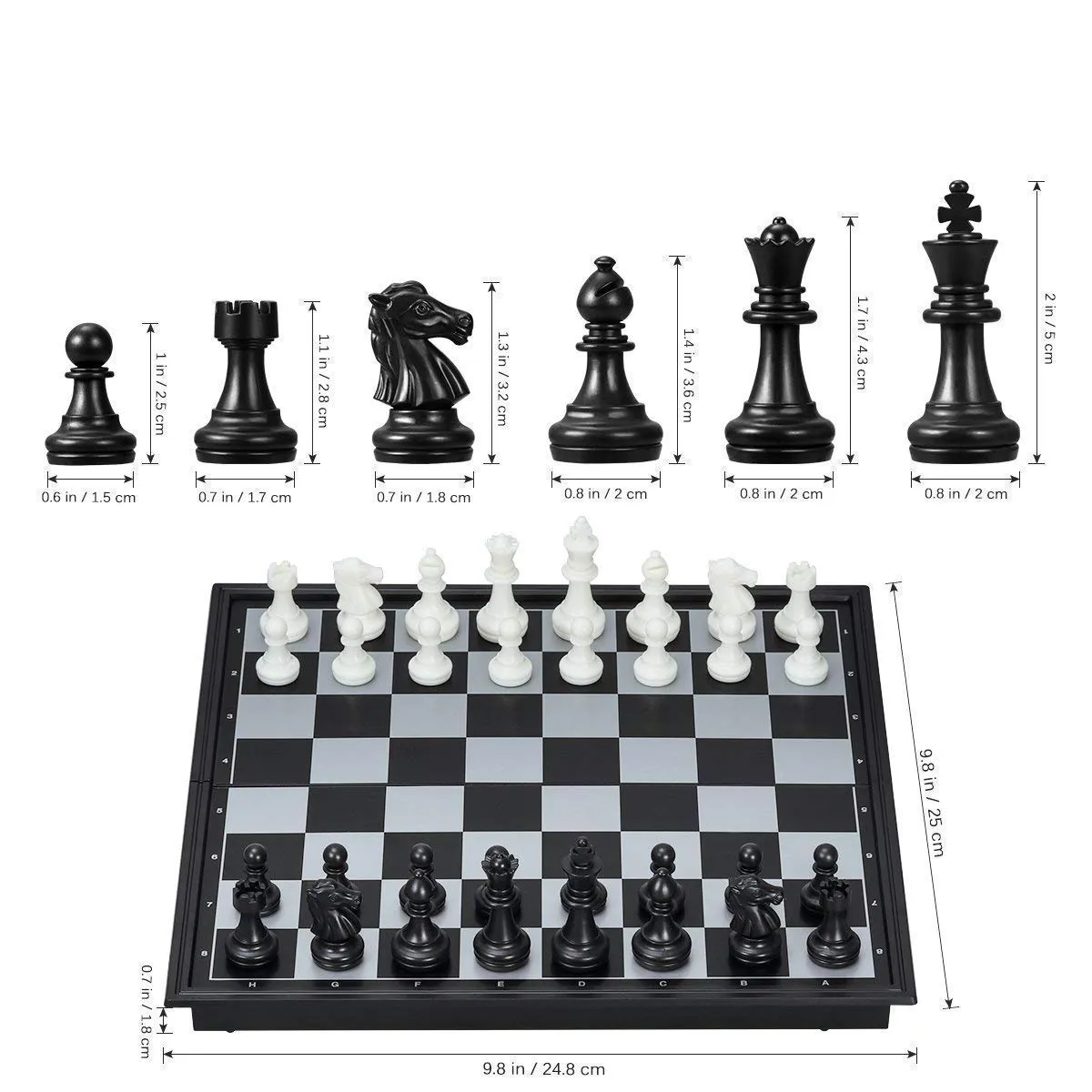 Brand Conquer Magnetic Educational Plastic Chess Board Set with Folding Chess Board 2 Players Travel Toys for Kids and Adults (10 Inch) (Black Chess Board)