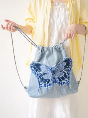 Butterfly Drawstring Strap Bag