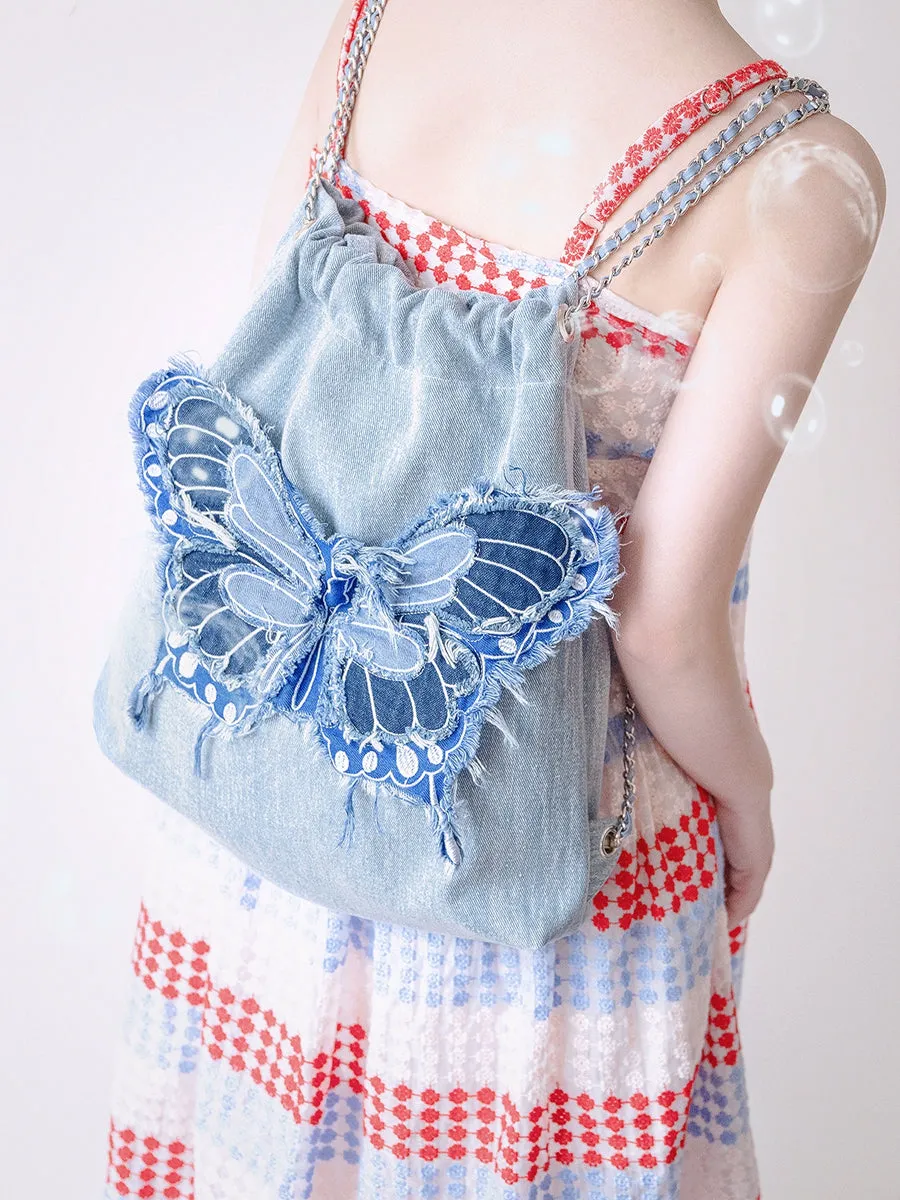 Butterfly Drawstring Strap Bag