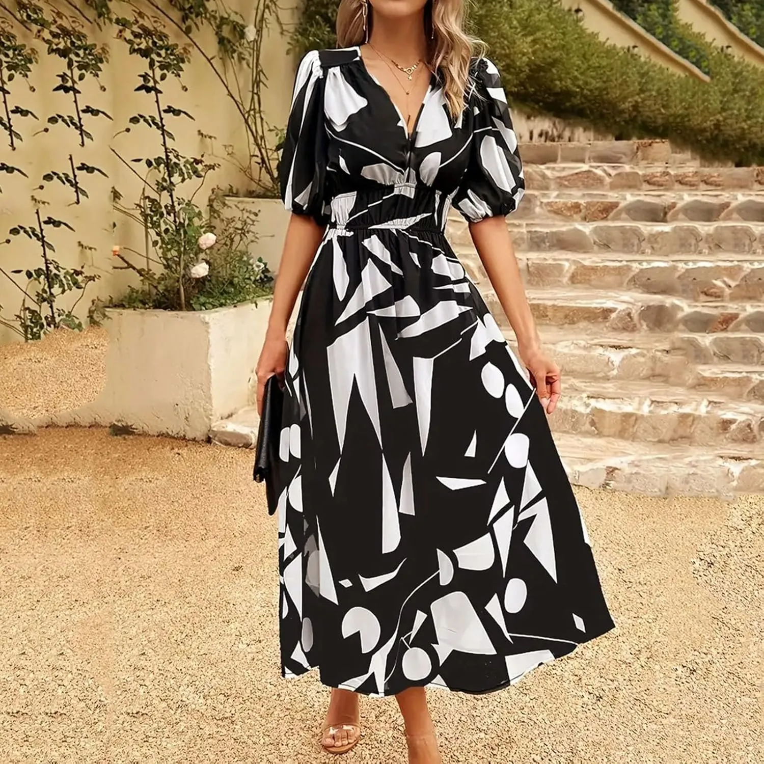 Casual Floral Print Dress V Neck Tie Shoulder Sleeveless Mini Dresses Ruffle Hem Beach Dress for Women and Girl