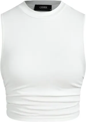 CIDER Crop Tops for Women Mimi Cuttrell Basic Sleeveless Ruched Going Out Summer Casual Ribbed Tank Top