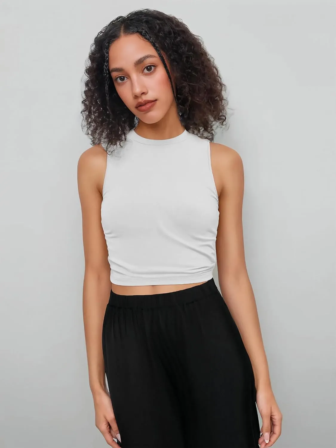 CIDER Crop Tops for Women Mimi Cuttrell Basic Sleeveless Ruched Going Out Summer Casual Ribbed Tank Top