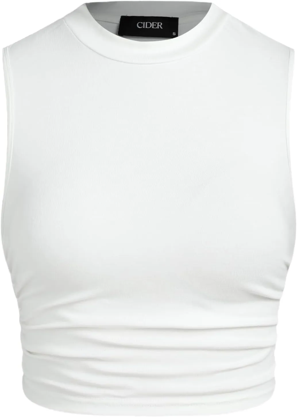 CIDER Crop Tops for Women Mimi Cuttrell Basic Sleeveless Ruched Going Out Summer Casual Ribbed Tank Top