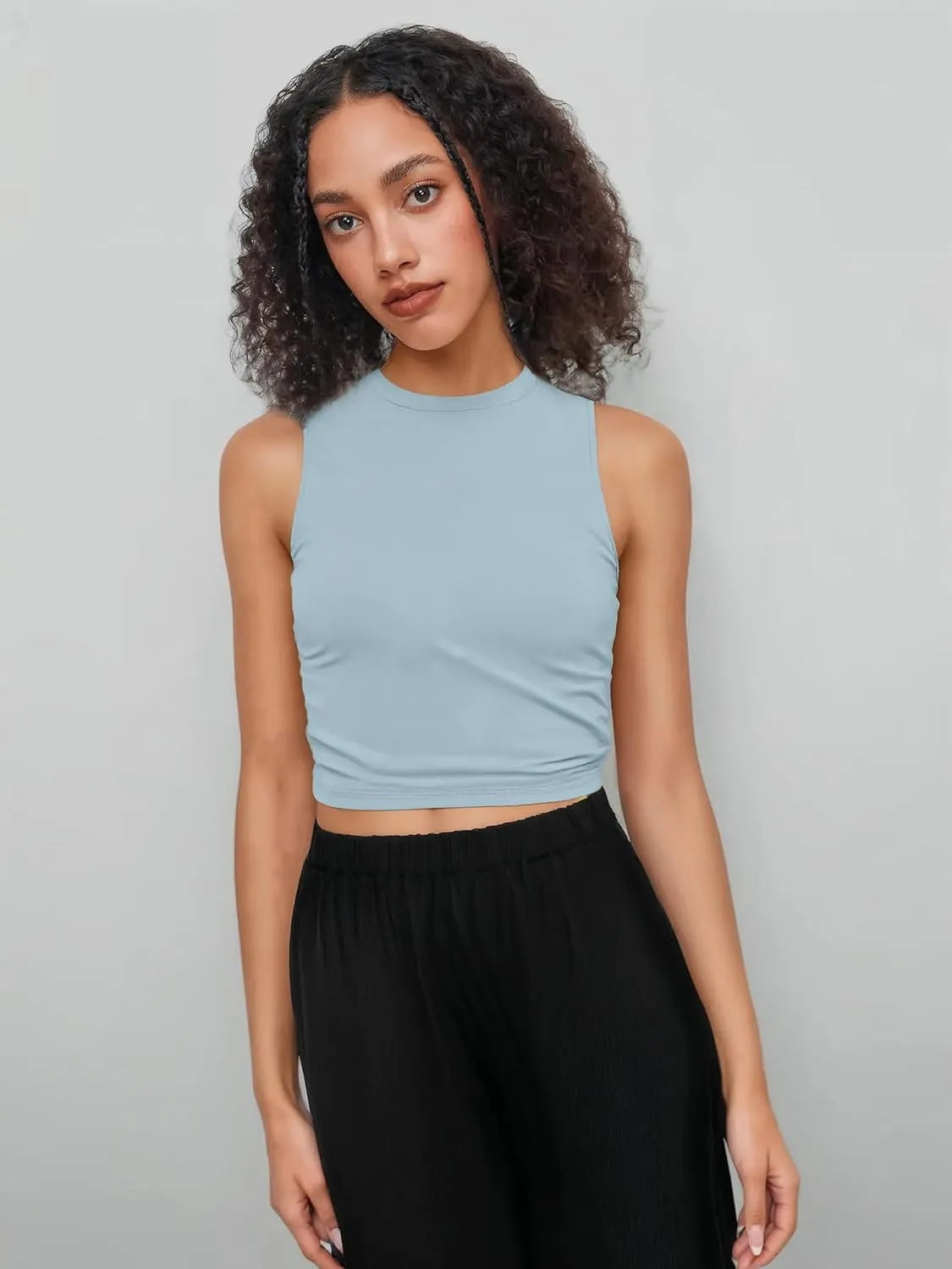 CIDER Crop Tops for Women Mimi Cuttrell Basic Sleeveless Ruched Going Out Summer Casual Ribbed Tank Top