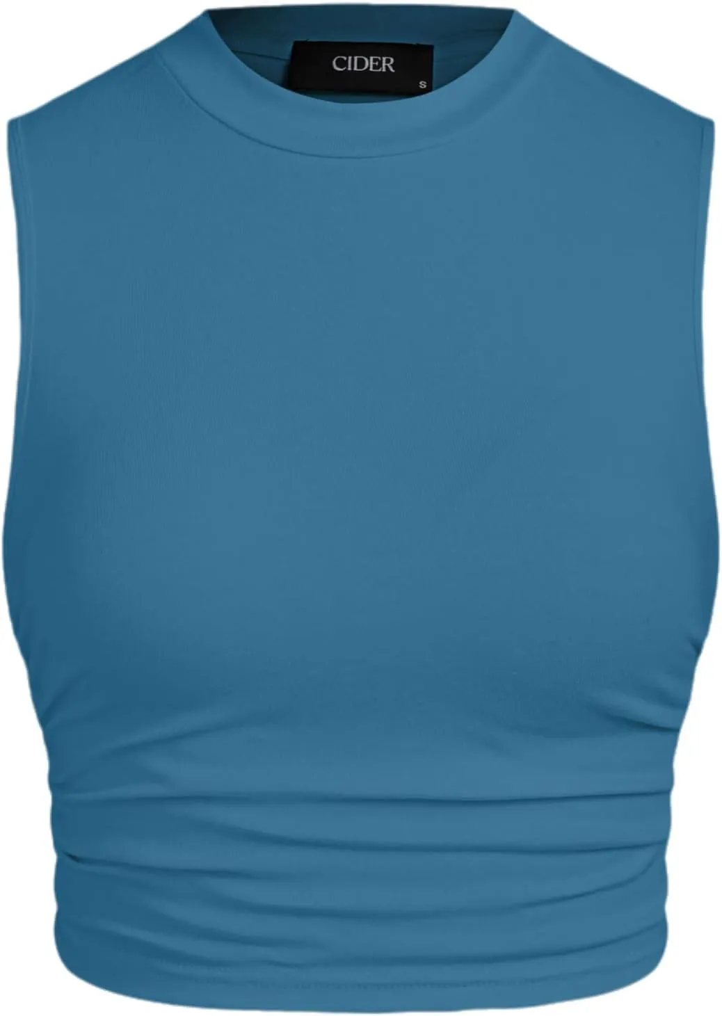 CIDER Crop Tops for Women Mimi Cuttrell Basic Sleeveless Ruched Going Out Summer Casual Ribbed Tank Top