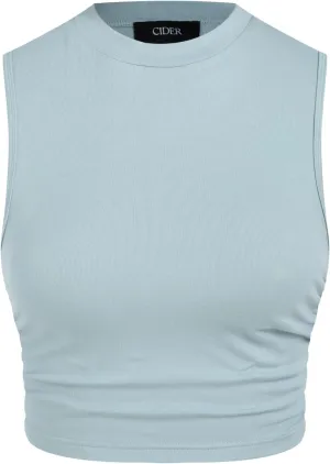 CIDER Crop Tops for Women Mimi Cuttrell Basic Sleeveless Ruched Going Out Summer Casual Ribbed Tank Top