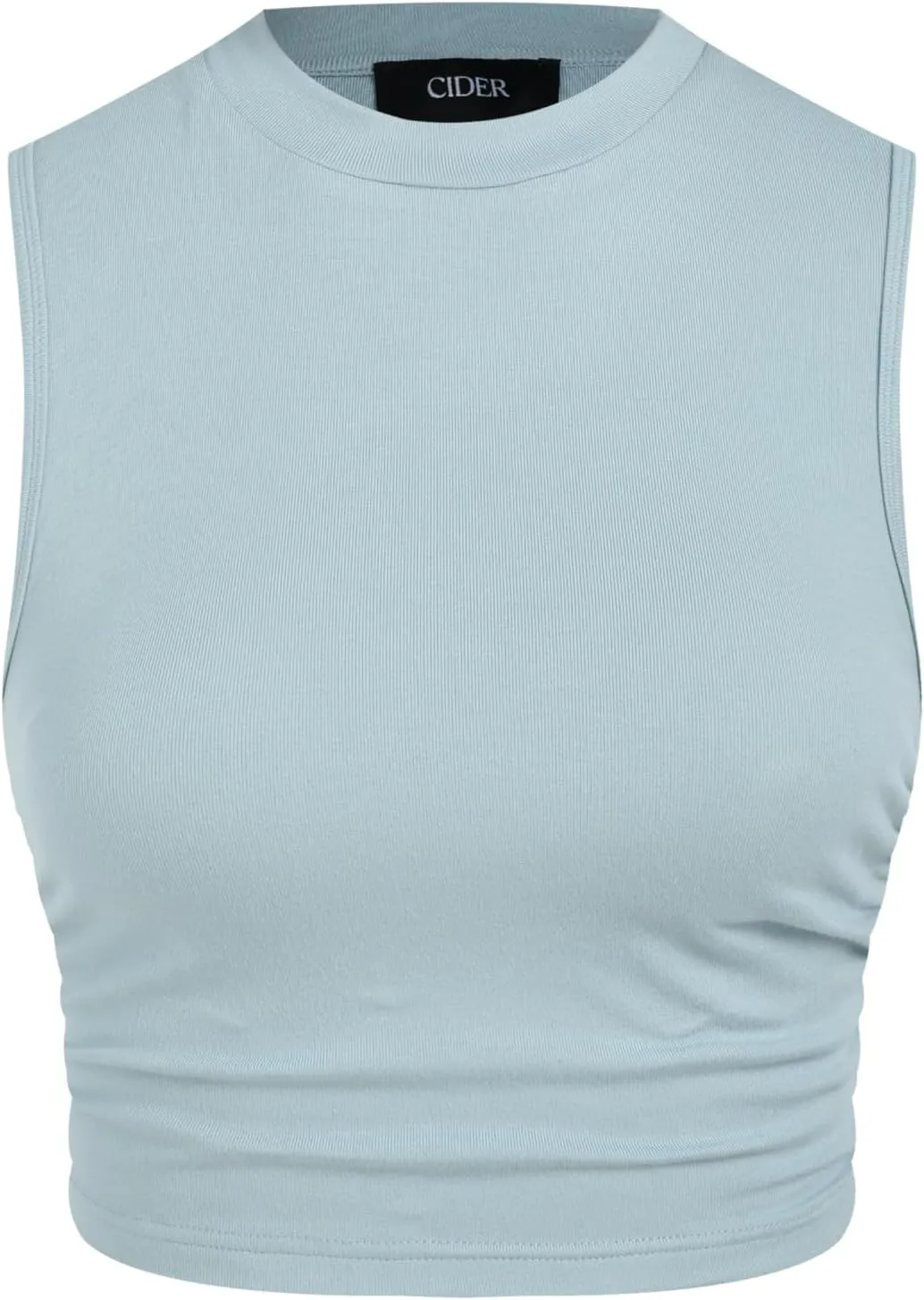 CIDER Crop Tops for Women Mimi Cuttrell Basic Sleeveless Ruched Going Out Summer Casual Ribbed Tank Top