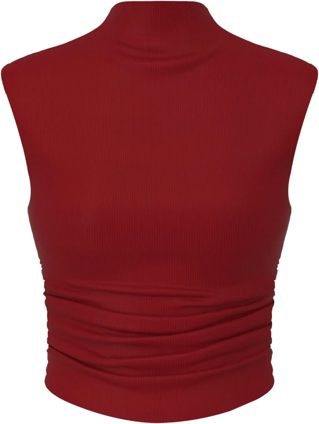 CIDER Women Solid High Neck Sleeveless Ruched Basic Cropped Tank Top Going Out Tops Trendy 2025 Summer Outfits