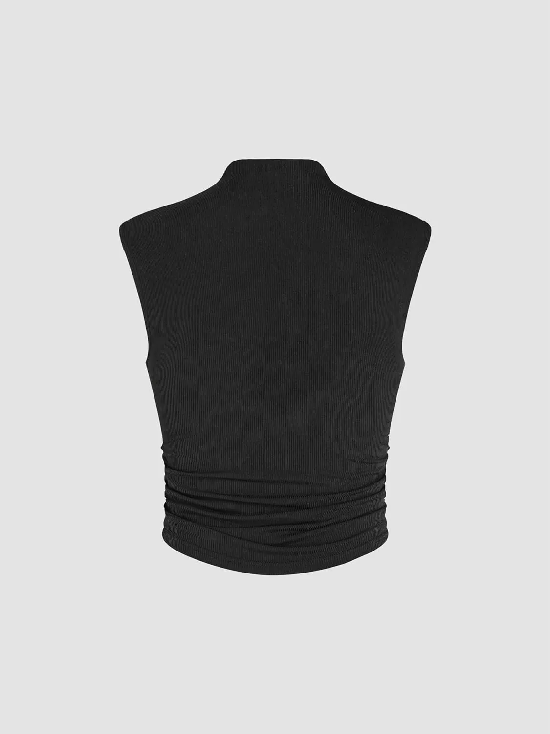 CIDER Women Solid High Neck Sleeveless Ruched Basic Cropped Tank Top Going Out Tops Trendy 2025 Summer Outfits