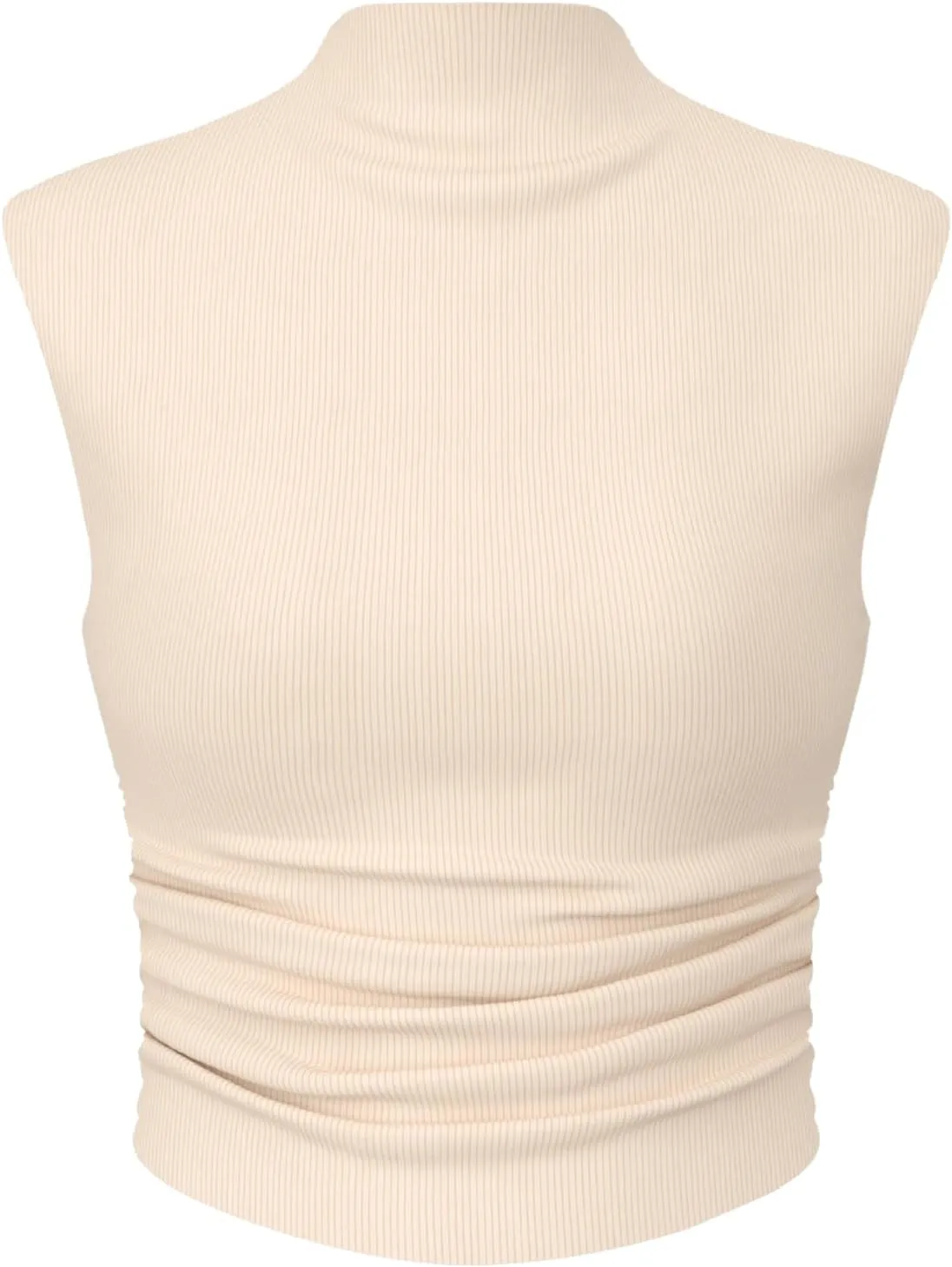 CIDER Women Solid High Neck Sleeveless Ruched Basic Cropped Tank Top Going Out Tops Trendy 2025 Summer Outfits