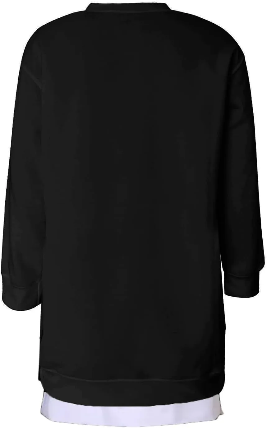 Crewneck Sweatshirts Women Y2k Side Slits Zipper Oversized Sweatshirt Dress Casual Off The Shoulder Long Sleeve Tops