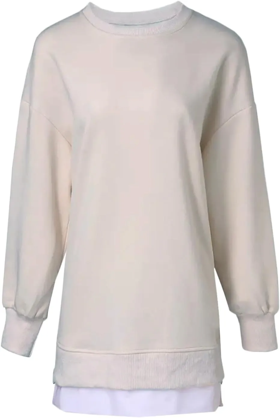 Crewneck Sweatshirts Women Y2k Side Slits Zipper Oversized Sweatshirt Dress Casual Off The Shoulder Long Sleeve Tops