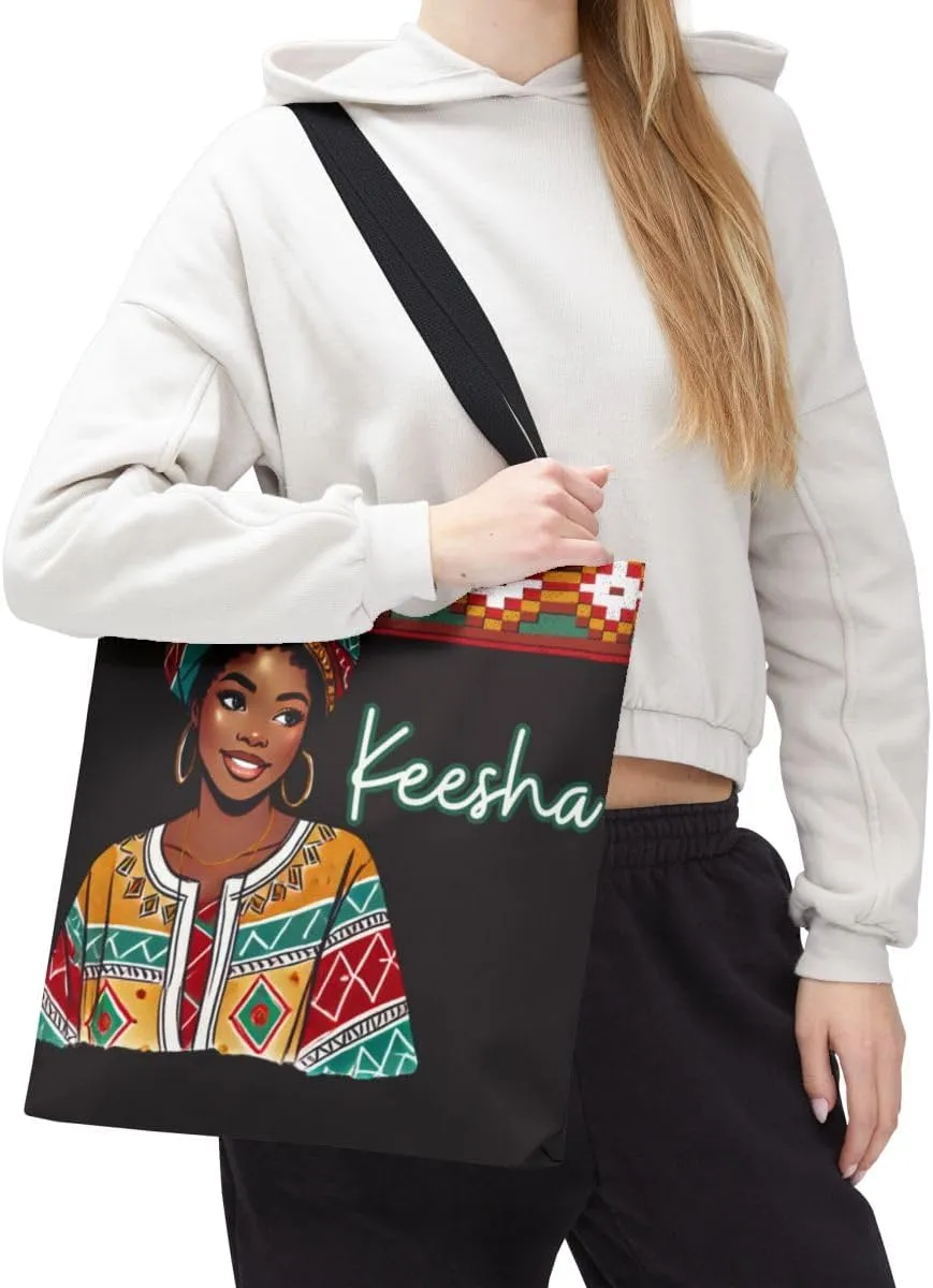 Customizable Tote Bags for Women-Aesthetic African American Style, Personalized & Custom Name or Text Tote