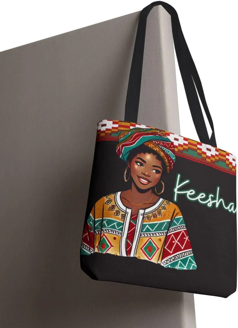 Customizable Tote Bags for Women-Aesthetic African American Style, Personalized & Custom Name or Text Tote