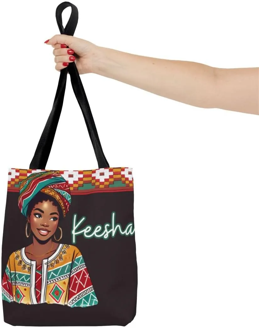 Customizable Tote Bags for Women-Aesthetic African American Style, Personalized & Custom Name or Text Tote