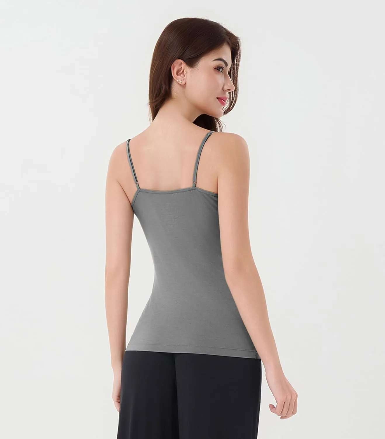 DAVID ARCHY Women's Bamboo Rayon Camisoles 3 Pack - Non-Slip Tank Tops, Wrinkle-Free Undershirts