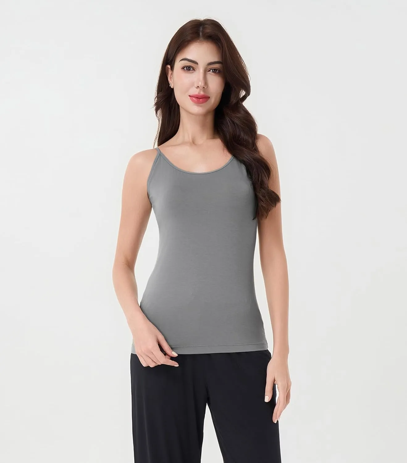 DAVID ARCHY Women's Bamboo Rayon Camisoles 3 Pack - Non-Slip Tank Tops, Wrinkle-Free Undershirts