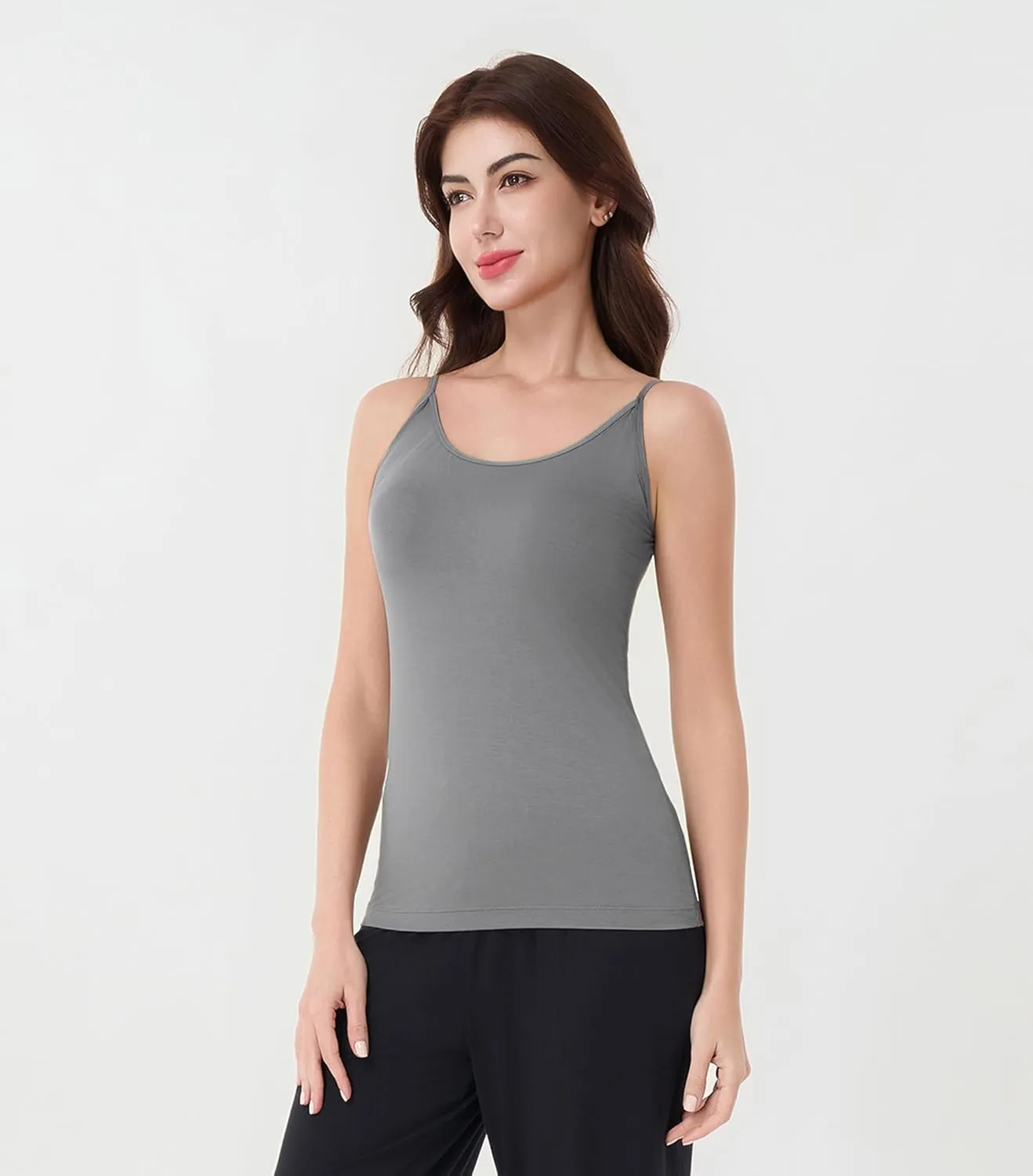 DAVID ARCHY Women's Bamboo Rayon Camisoles 3 Pack - Non-Slip Tank Tops, Wrinkle-Free Undershirts