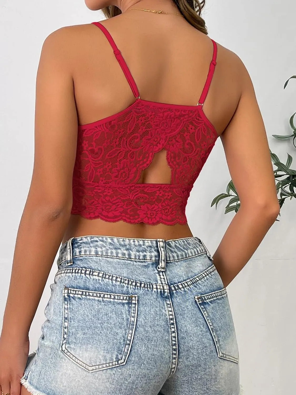 Donnalla 3 Pack Lace Bralettes Women Camisoles Racerback Adjustable Spaghetti Strap Unpadded Wireless Tube Slim Tank Crop Top
