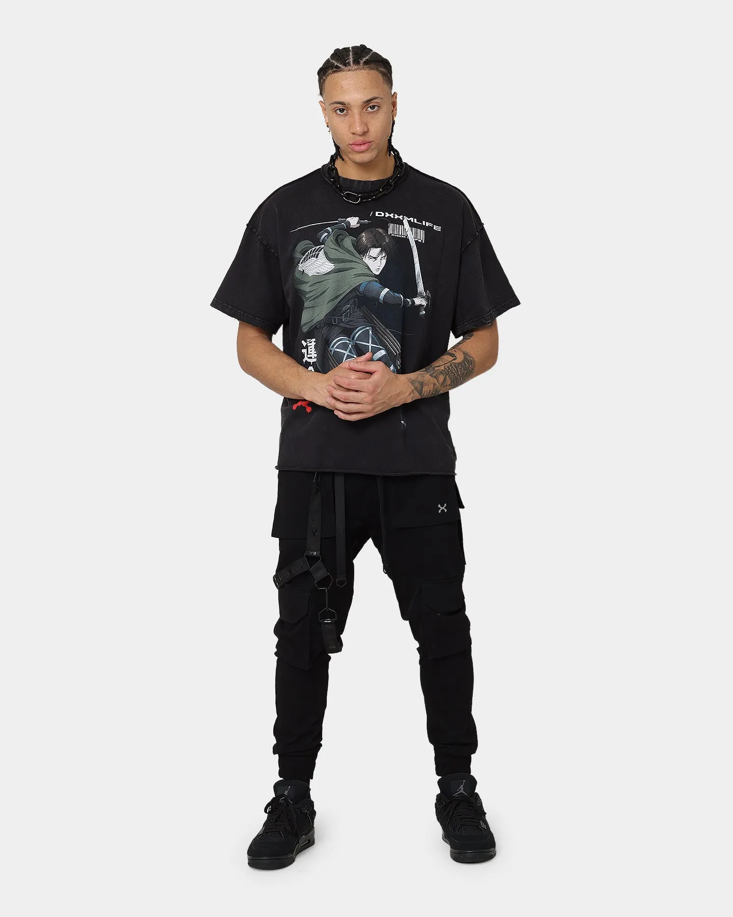DXXMLIFE X Attack On Titan Levi DXXM Vintage T-Shirt Aged Black