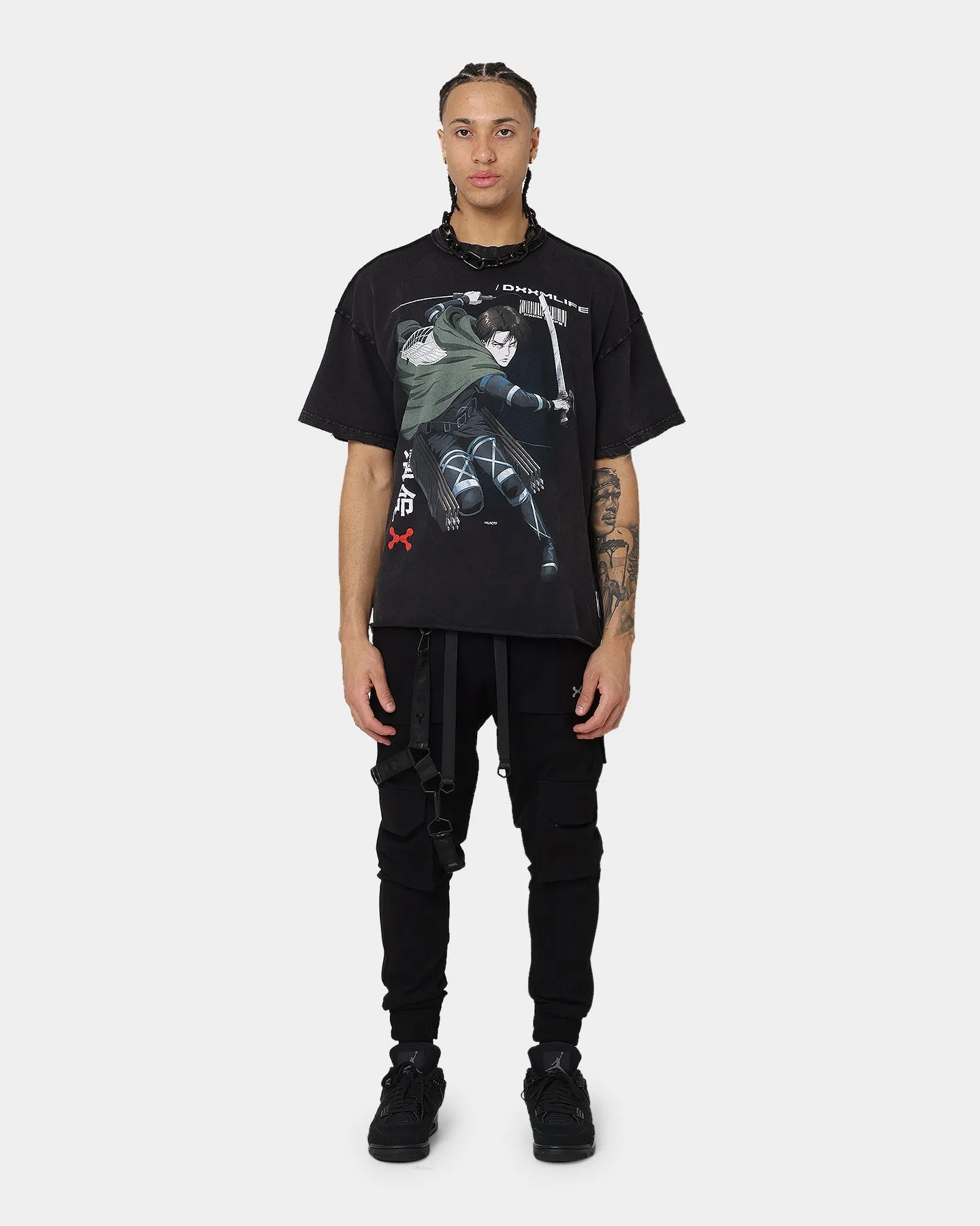 DXXMLIFE X Attack On Titan Levi DXXM Vintage T-Shirt Aged Black