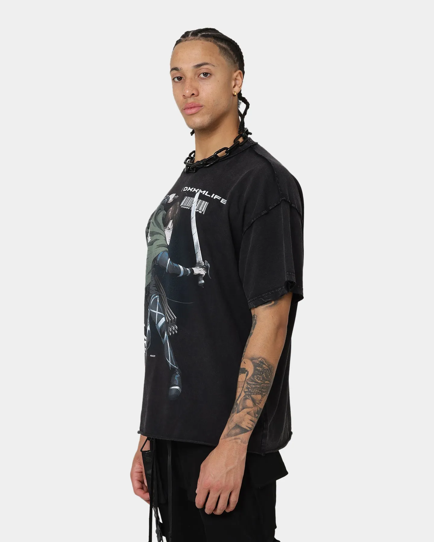 DXXMLIFE X Attack On Titan Levi DXXM Vintage T-Shirt Aged Black